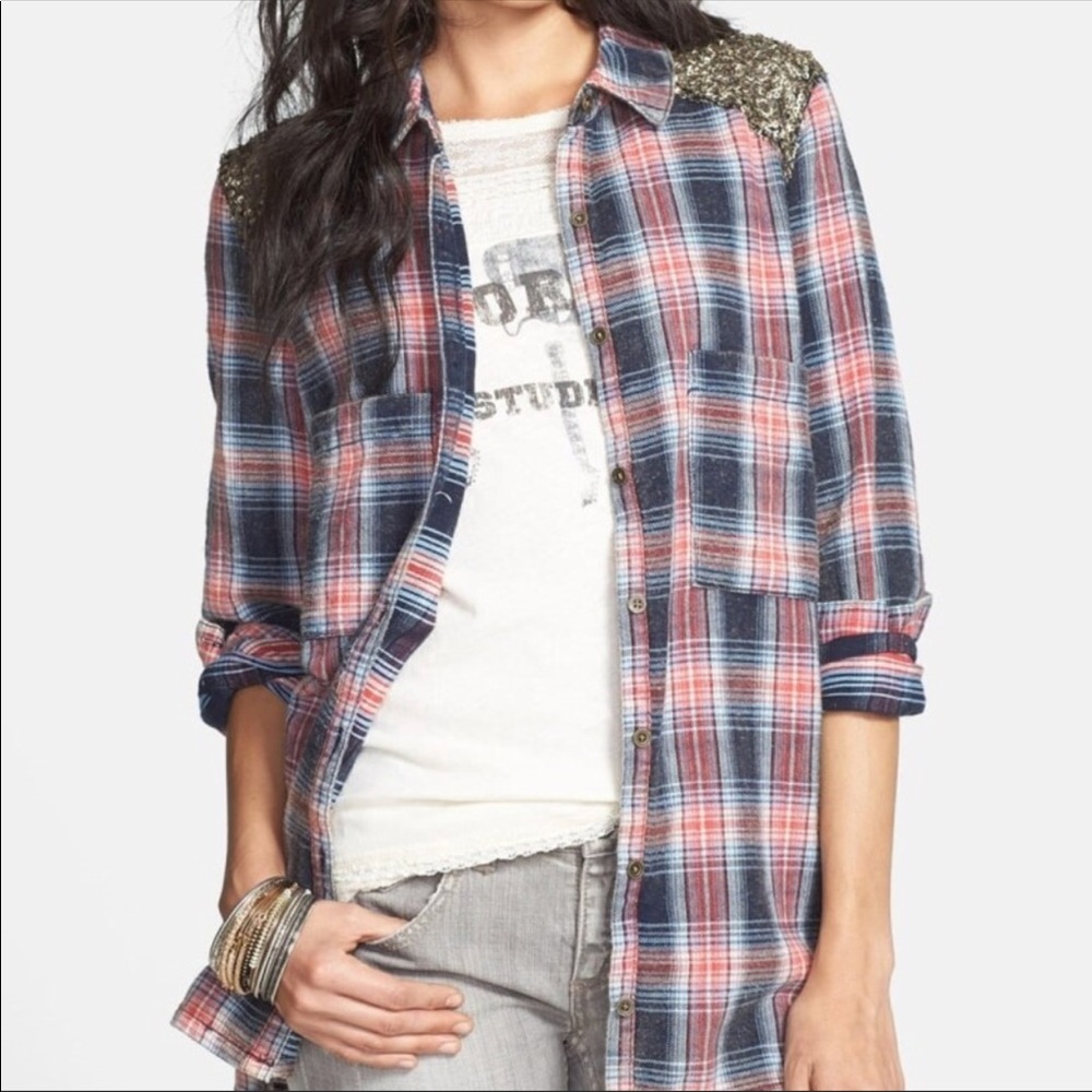 free people little bit of sugar top xs flannel